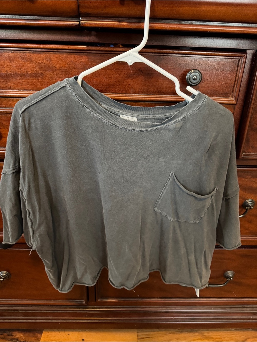 We The Free Washed Charcoal Cropped Pocket Tee